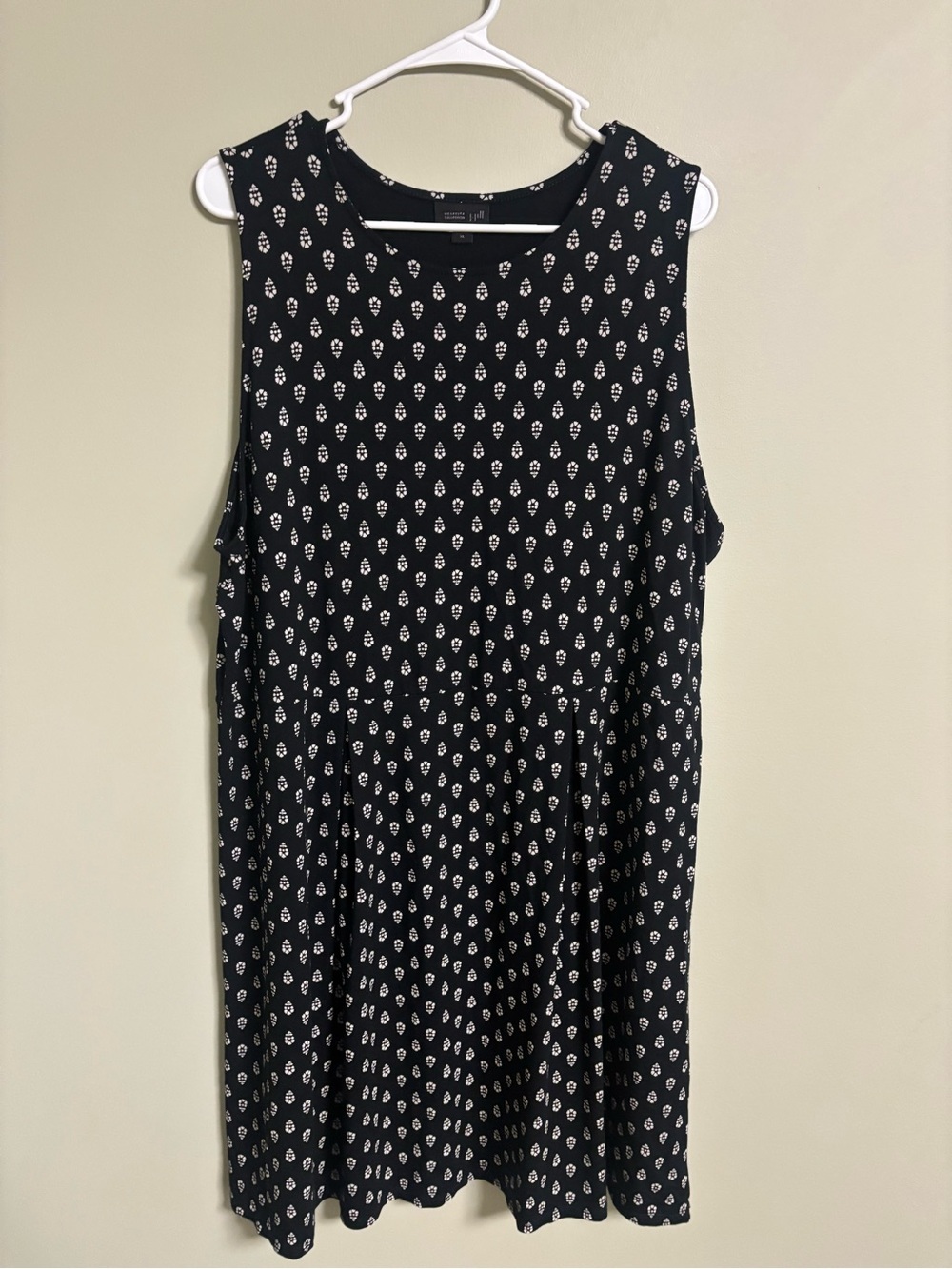 J. Jill Wearever Collection Sleeveless Pleated Dress Black White Pattern Size XL